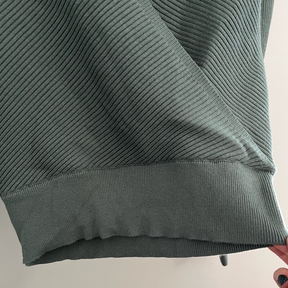 Lulu’s Cuddlesome Sage Green Surplice Ribbed Knit Sweater - Picture 4 of 9